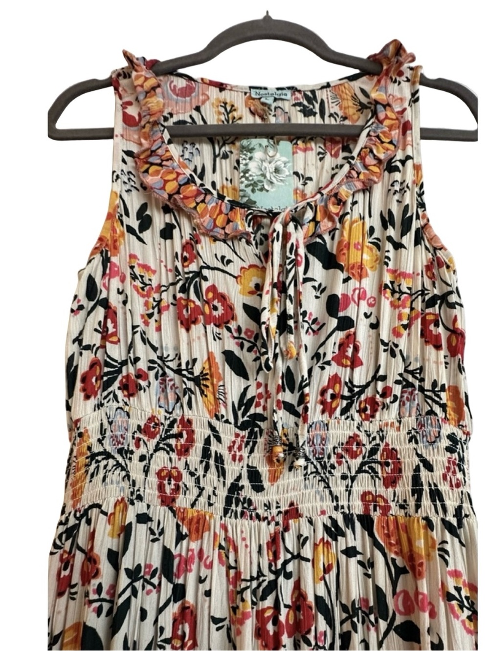 Midi Dress, Boho Print, High Low style (size large) NWT